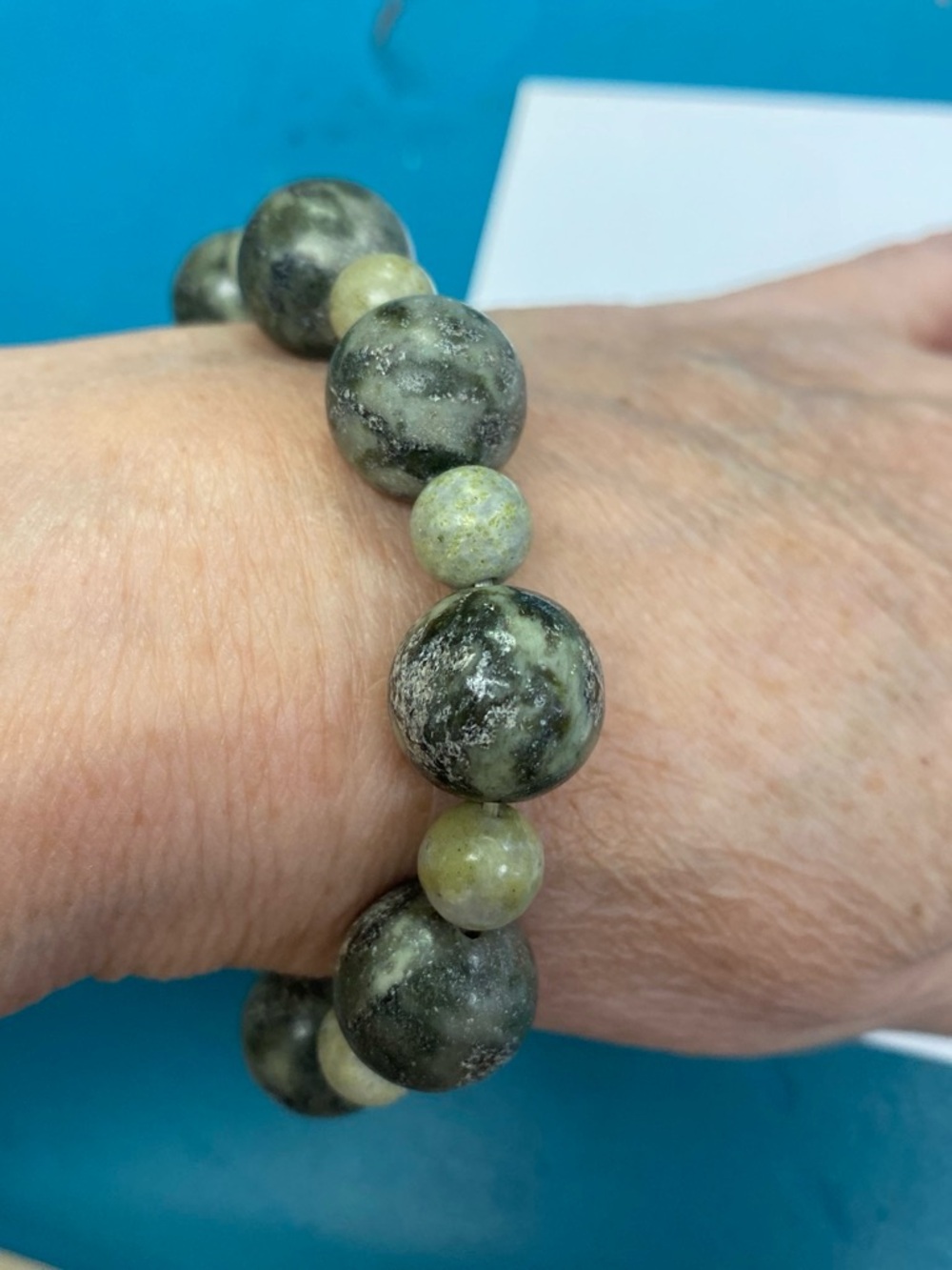 Natural Green serpentine Beaded Stretch Bracelet - Women Jewelry
